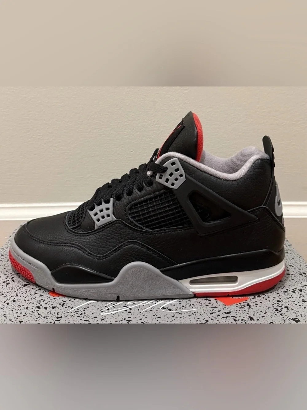Nike Air Jordan 4 Retro Bred Reimagined Black/Fire Red/Grey Size 9